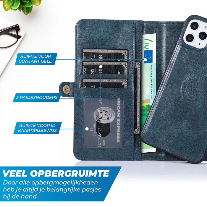 JVS Products Samsung Galaxy S26 hoesje - Bookcase - Afneembaar 2 in 1 - Backcover - Pasjeshouder - Portemonnee - Kunstleer - Blauw