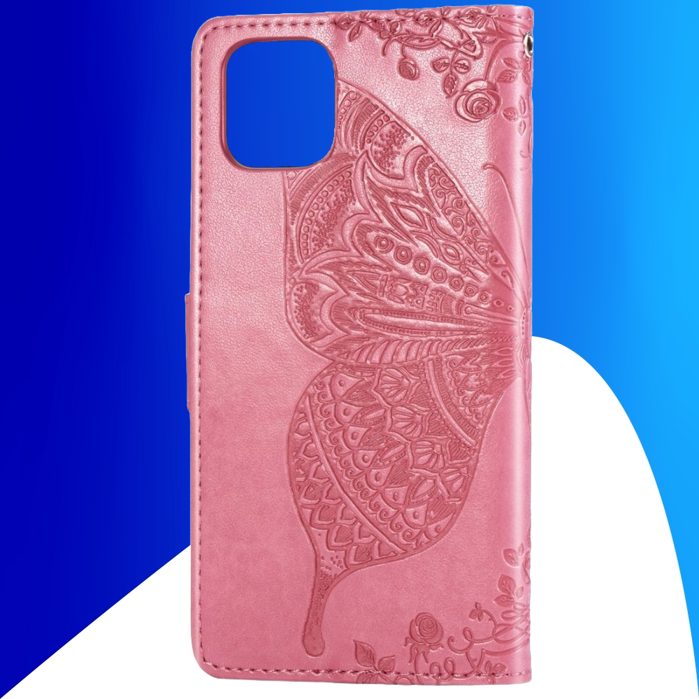 JVS Products Samsung Galaxy A17 hoesje - Bookcase - Pasjeshouder - Portemonnee - Vlinderpatroon - Kunstleer - Roze