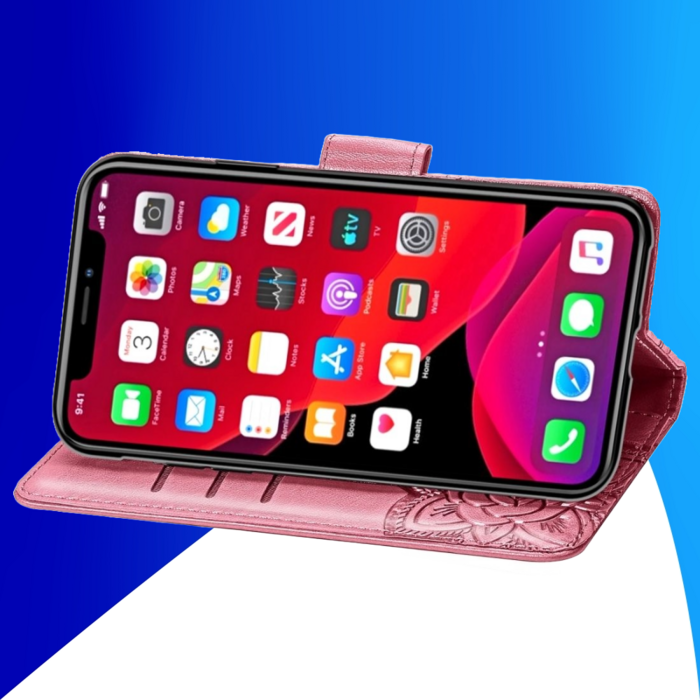 JVS Products Samsung Galaxy A17 hoesje - Bookcase - Pasjeshouder - Portemonnee - Vlinderpatroon - Kunstleer - Roze