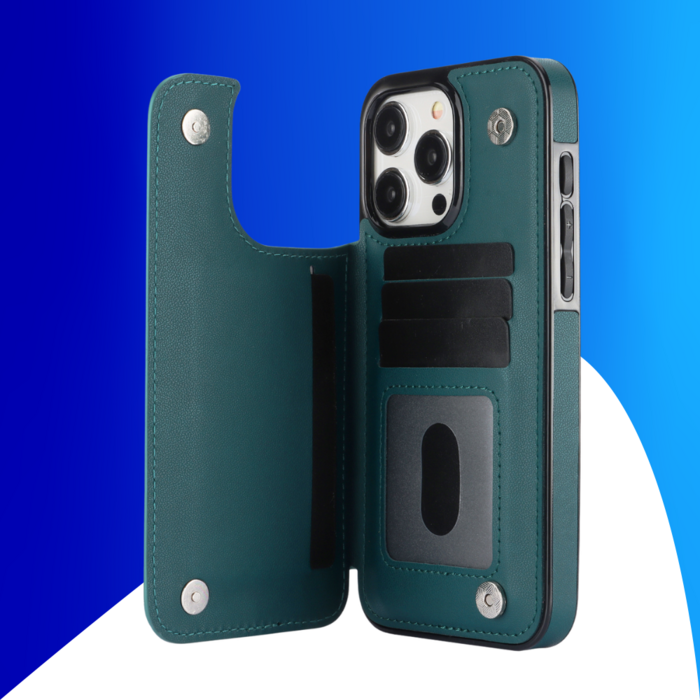 JVS Products iPhone 18 Pro Max hoesje - Backcover - Pasjeshouder - Kunstleer - Groen