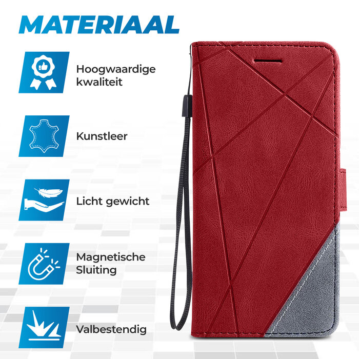 JVS Products iPhone 18 Pro hoesje - Bookcase - Pasjeshouder - Portemonnee - Patroon - Kunstleer - Rood