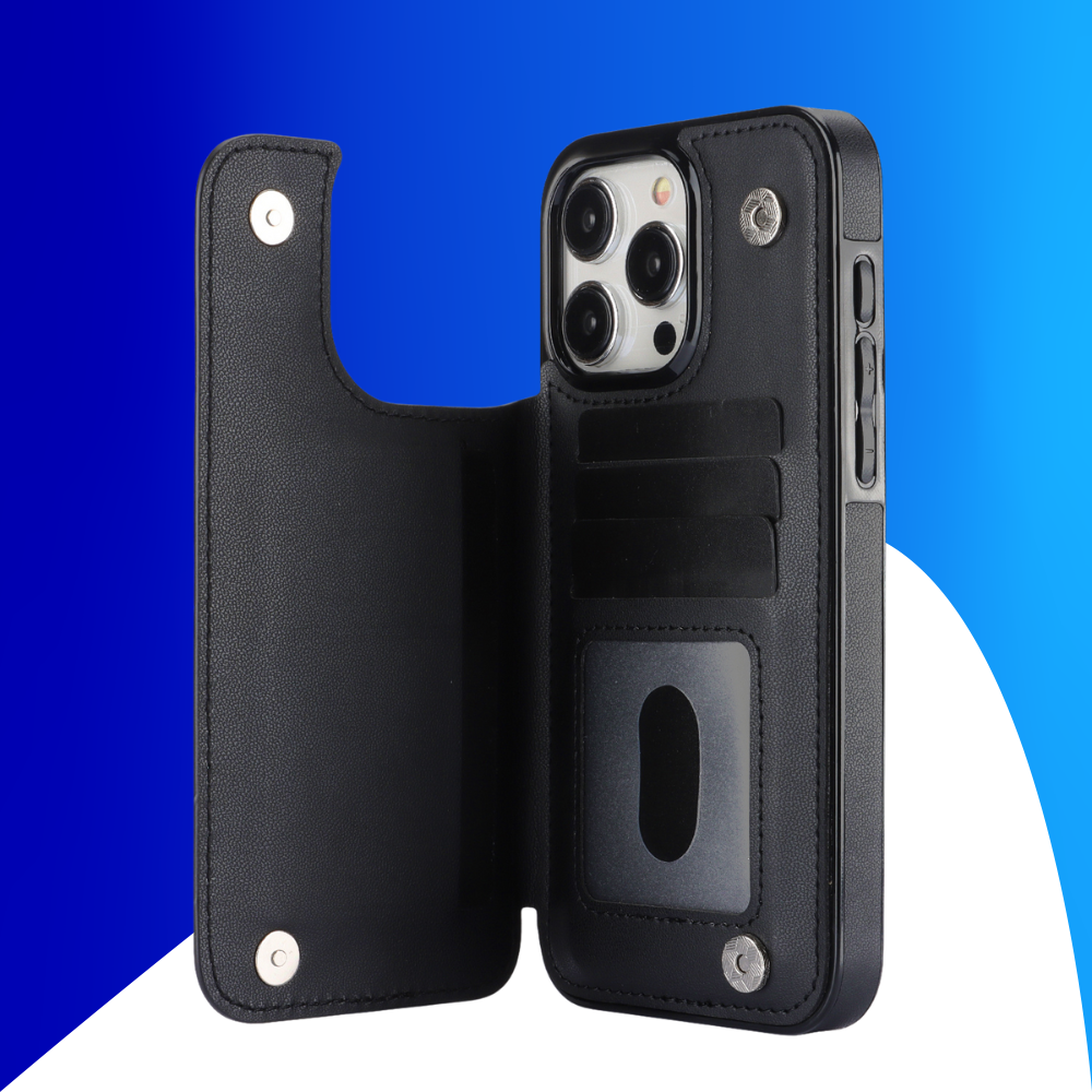 JVS Products iPhone 18 Pro hoesje - Backcover - Pasjeshouder - Kunstleer - Zwart