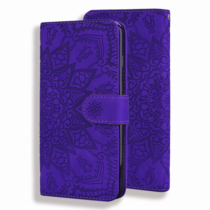 JVS Products iPhone 18 Pro hoesje - Bookcase - Pasjeshouder - Portemonnee - Mandalapatroon - Kunstleer - Paars