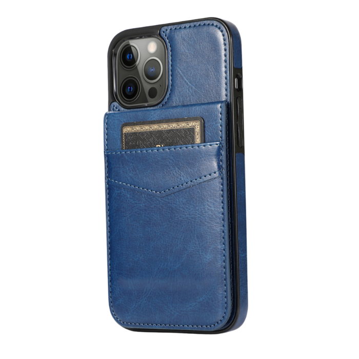 JVS Products iPhone 18 Pro hoesje - Backcover - Pasjeshouder - Portemonnee - Kunstleer - Donkerblauw