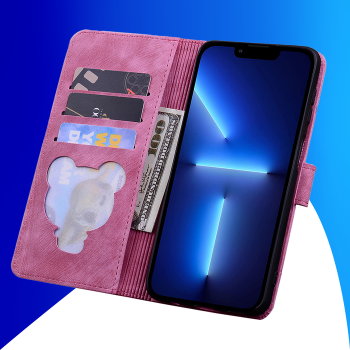 JVS Products iPhone 18 Pro hoesje - Bookcase - Koord - Pasjeshouder - Portemonnee - Camerabescherming - Bloemenpatroon - Kunstleer - Roze