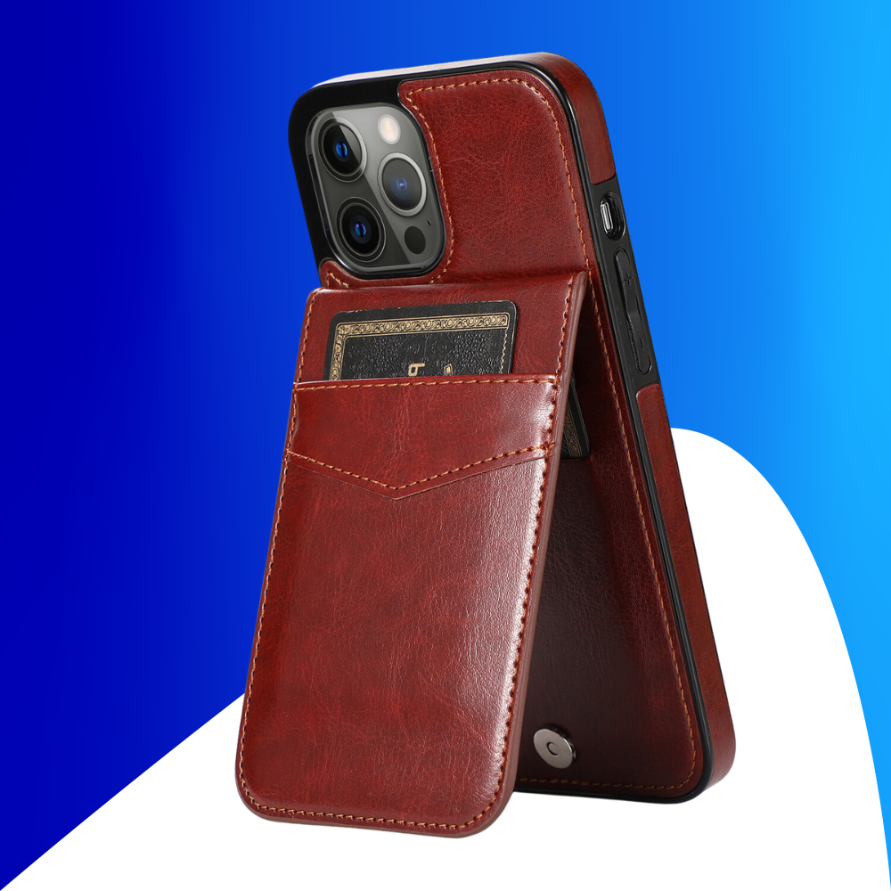 JVS Products iPhone 18 Pro Max hoesje - Backcover - Pasjeshouder - Portemonnee - Kunstleer - Bruin