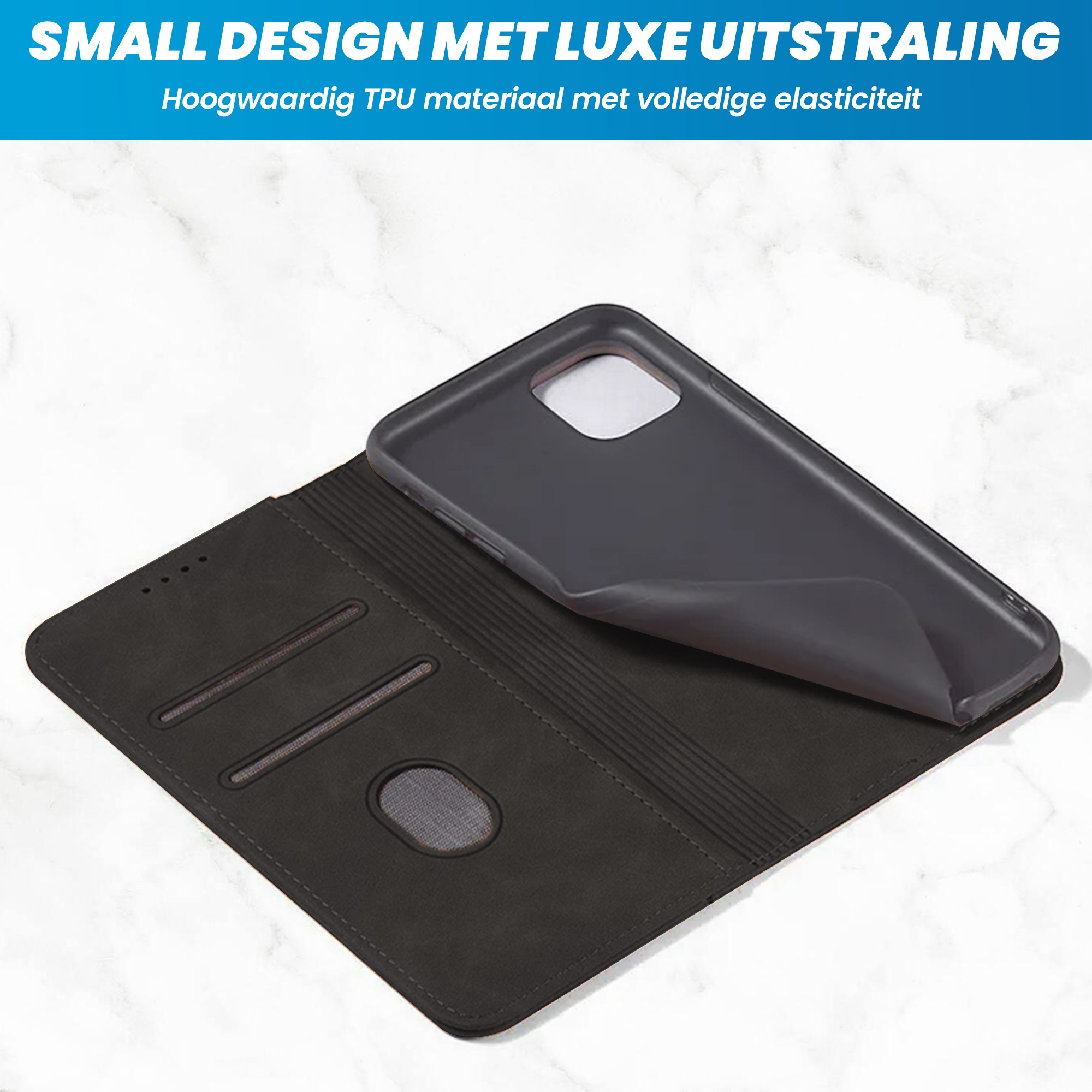 JVS Products iPhone 18 Pro hoesje - Bookcase - Pasjeshouder - Portemonnee - Kunstleer - Zwart
