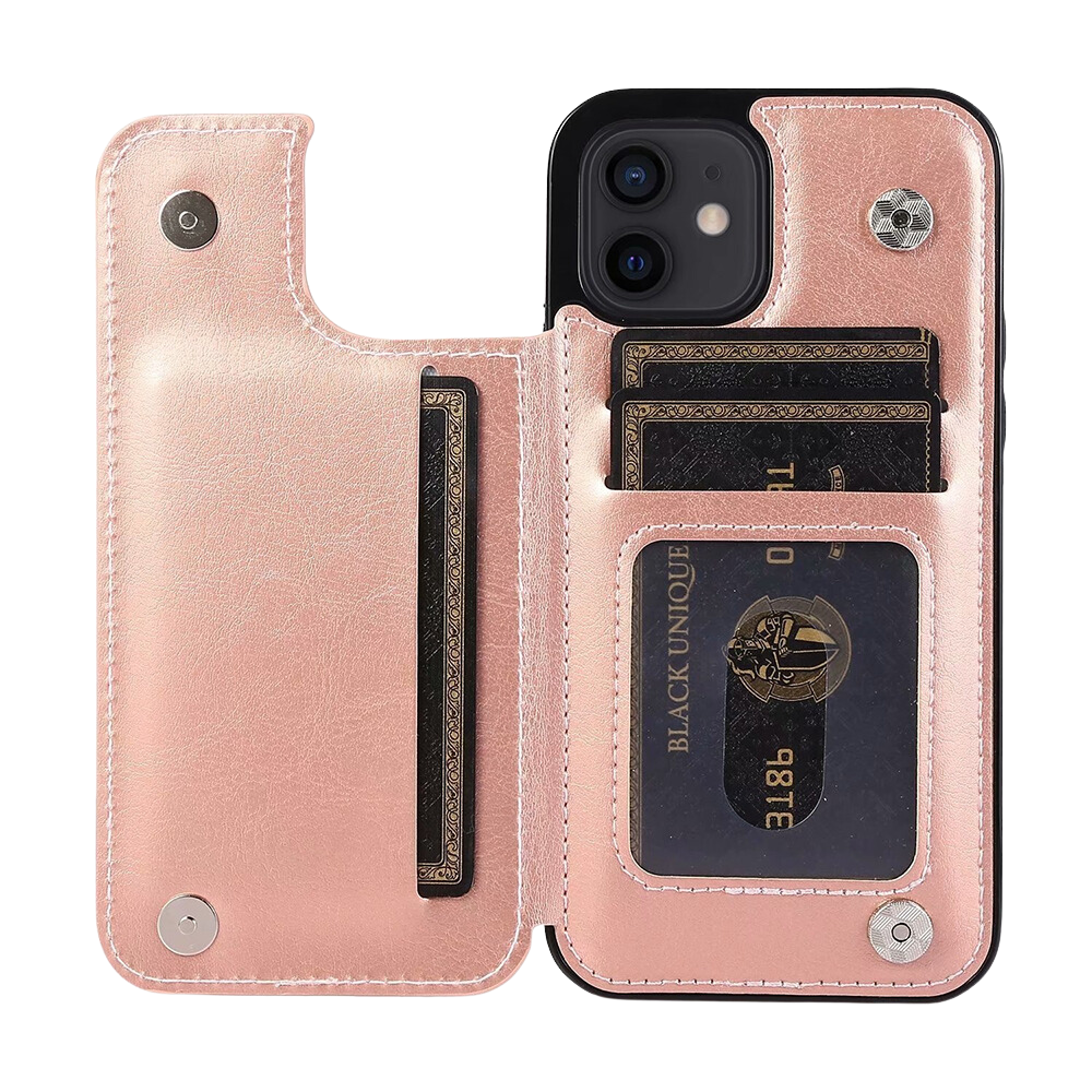 JVS Products iPhone 18 Pro hoesje - Backcover - Pasjeshouder - Portemonnee - Kunstleer - Rose Goud