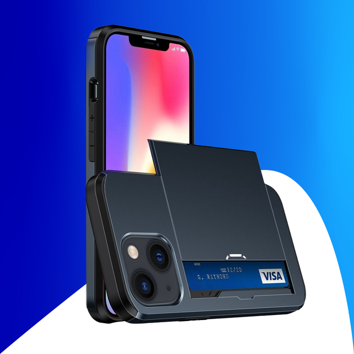 JVS Products iPhone 18 Pro Max hoesje - Backcover - Hardcase - Pasjeshouder - Portemonnee - Shockproof - TPU - Marineblauw