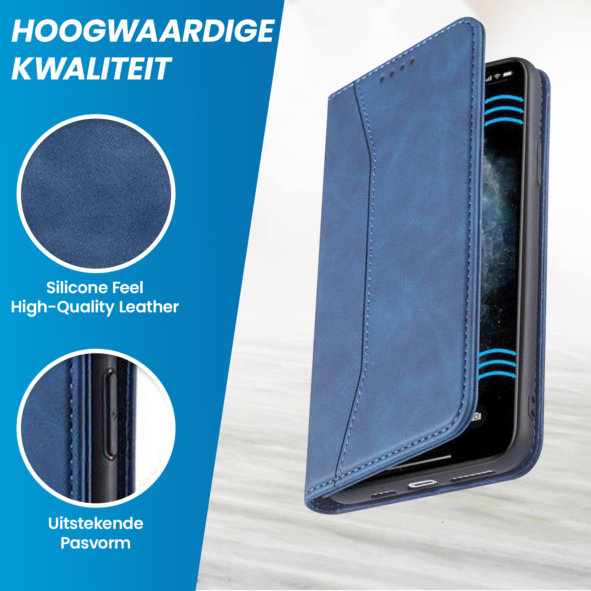 JVS Products iPhone 18 Pro hoesje - Bookcase - Pasjeshouder - Portemonnee - Kunstleer - Blauw