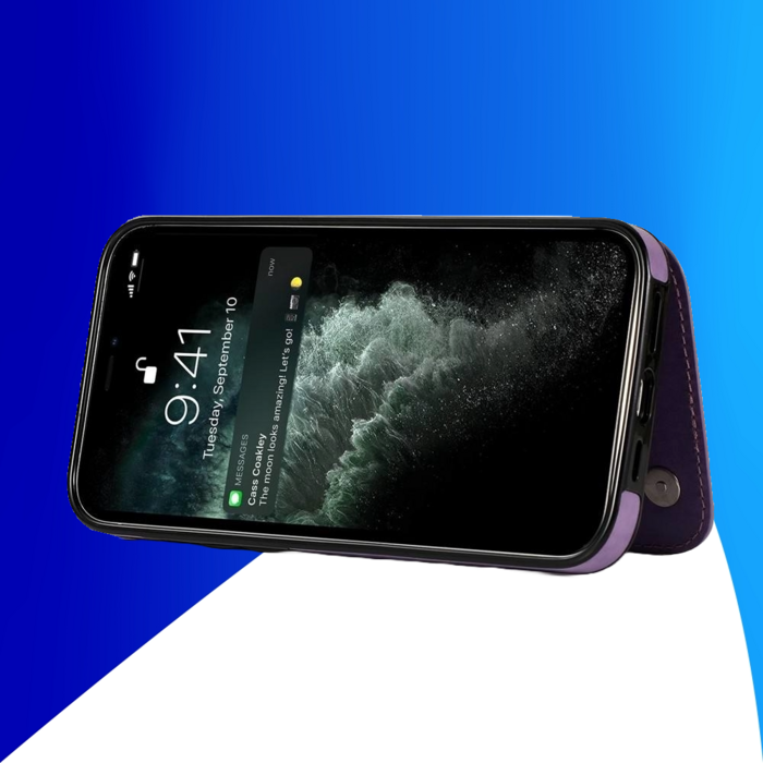 JVS Products iPhone 18 Pro hoesje - Backcover - Pasjeshouder - Portemonnee - Bloemenprint - Kunstleer - Paars