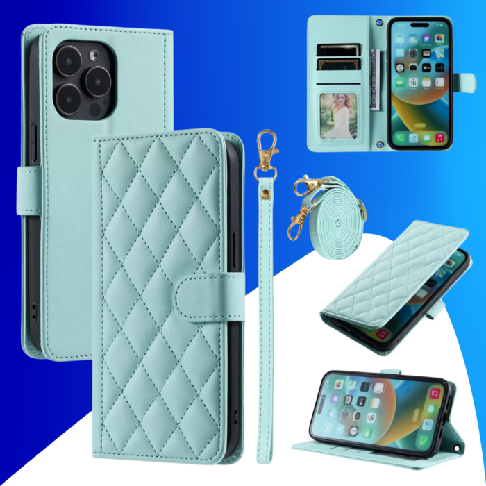 JVS Products iPhone 18 Pro Max hoesje - Bookcase - Pasjeshouder - Koord - Kunstleer - Turquoise