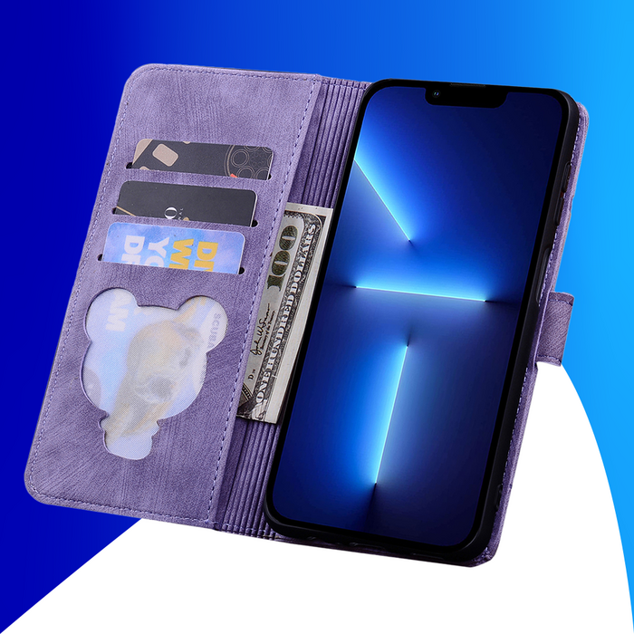 JVS Products iPhone 18 Pro Max hoesje - Bookcase - Koord - Pasjeshouder - Portemonnee - Camerabescherming - Bloemenpatroon - Kunstleer - Paars