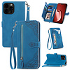 iPhone 18 Pro Max hoesje - Bookcase - Koord - Pasjeshouder - Portemonnee - Bloemenpatroon - Kunstleer - Blauw
