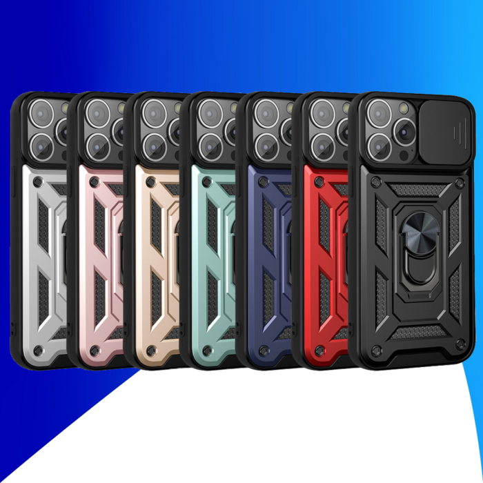 JVS Products iPhone 18 Pro Max hoesje - Backcover - Rugged Armor - Camerabescherming - Extra valbescherming - TPU - Blauw