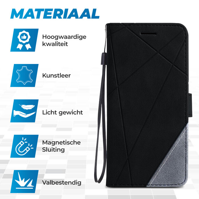 JVS Products iPhone 18 Pro Max hoesje - Bookcase - Pasjeshouder - Portemonnee - Patroon - Kunstleer - Zwart
