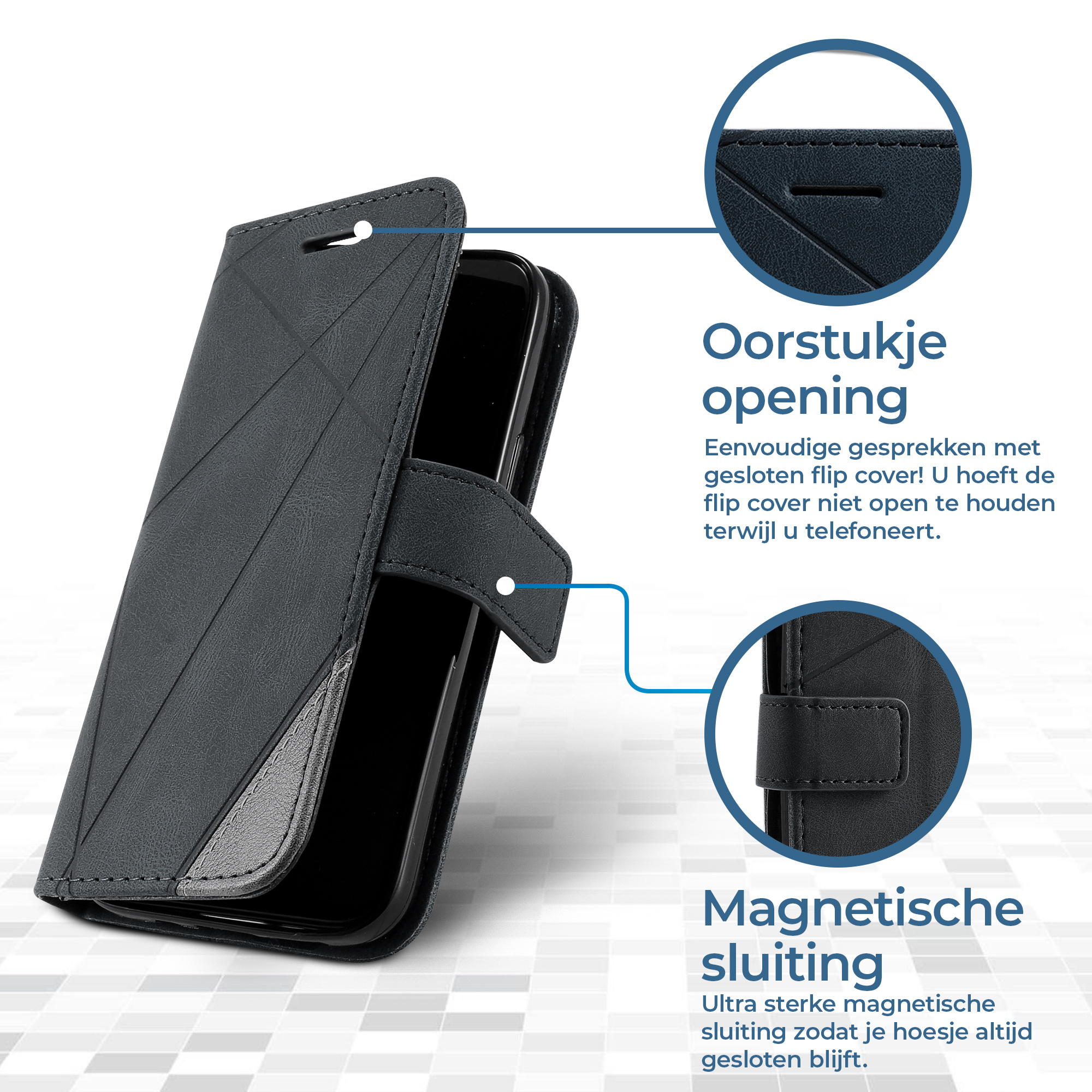 JVS Products iPhone 18 Pro Max hoesje - Bookcase - Pasjeshouder - Portemonnee - Patroon - Kunstleer - Zwart