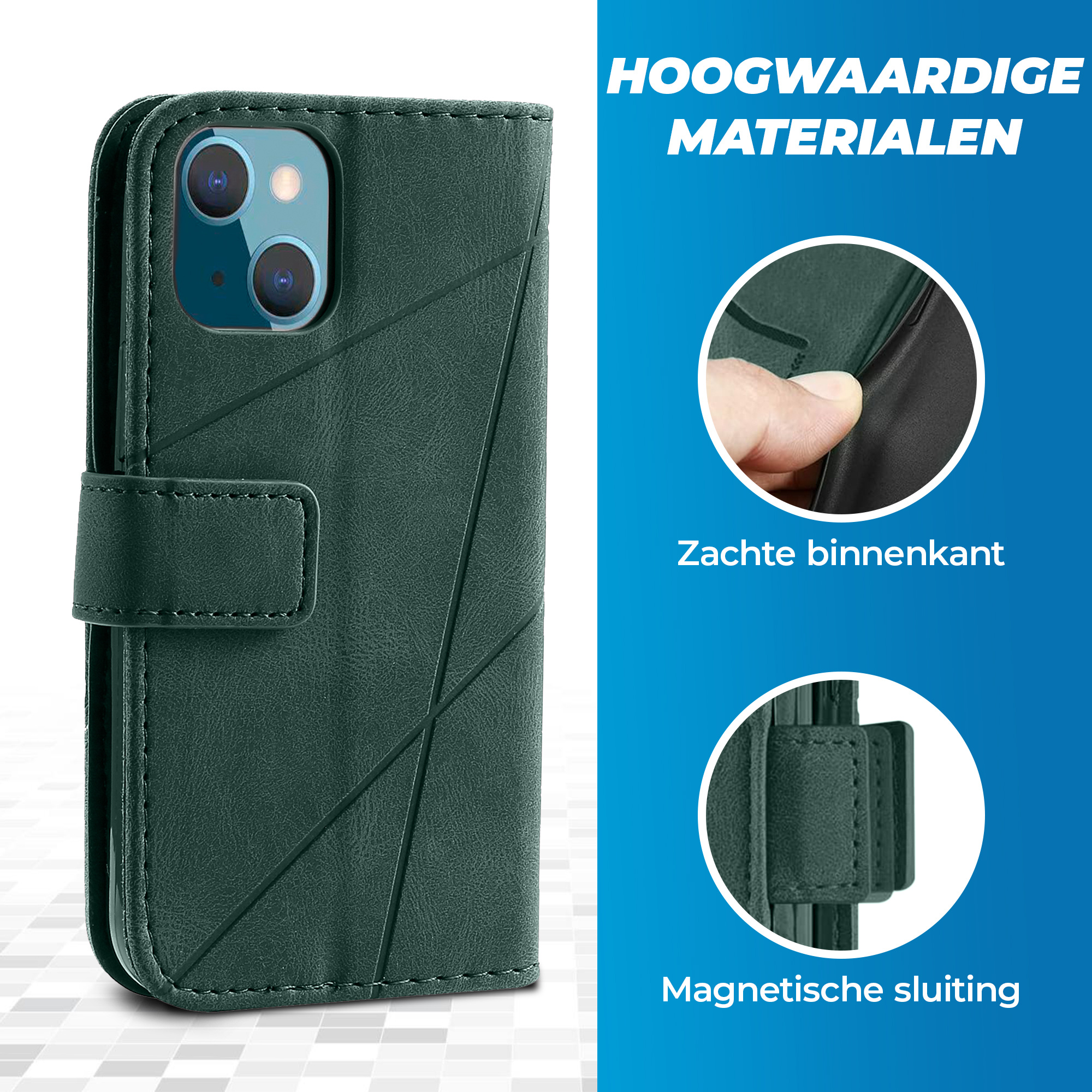 JVS Products iPhone 18 Pro hoesje - Bookcase - Pasjeshouder - Portemonnee - Patroon - Kunstleer - Groen