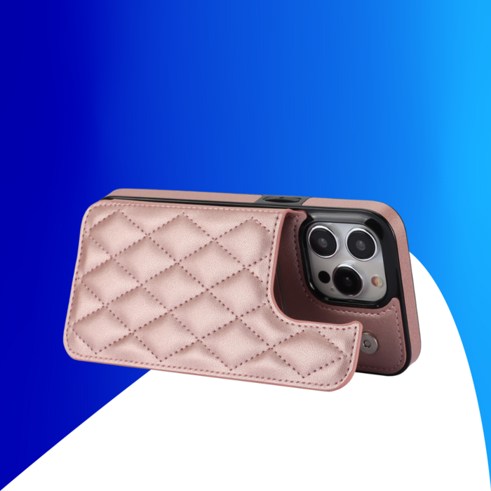 JVS Products iPhone 18 Pro Max hoesje - Backcover - Pasjeshouder - Kunstleer - Rose Goud