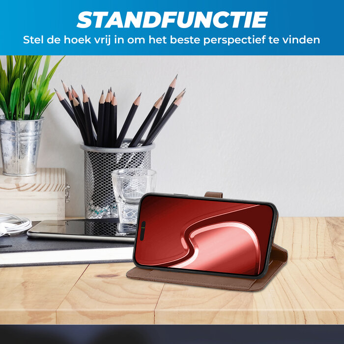 JVS Products iPhone 18 Pro hoesje - Bookcase - Koord - Pasjeshouder - Portemonnee - Bloemenpatroon - Kunstleer - Bruin