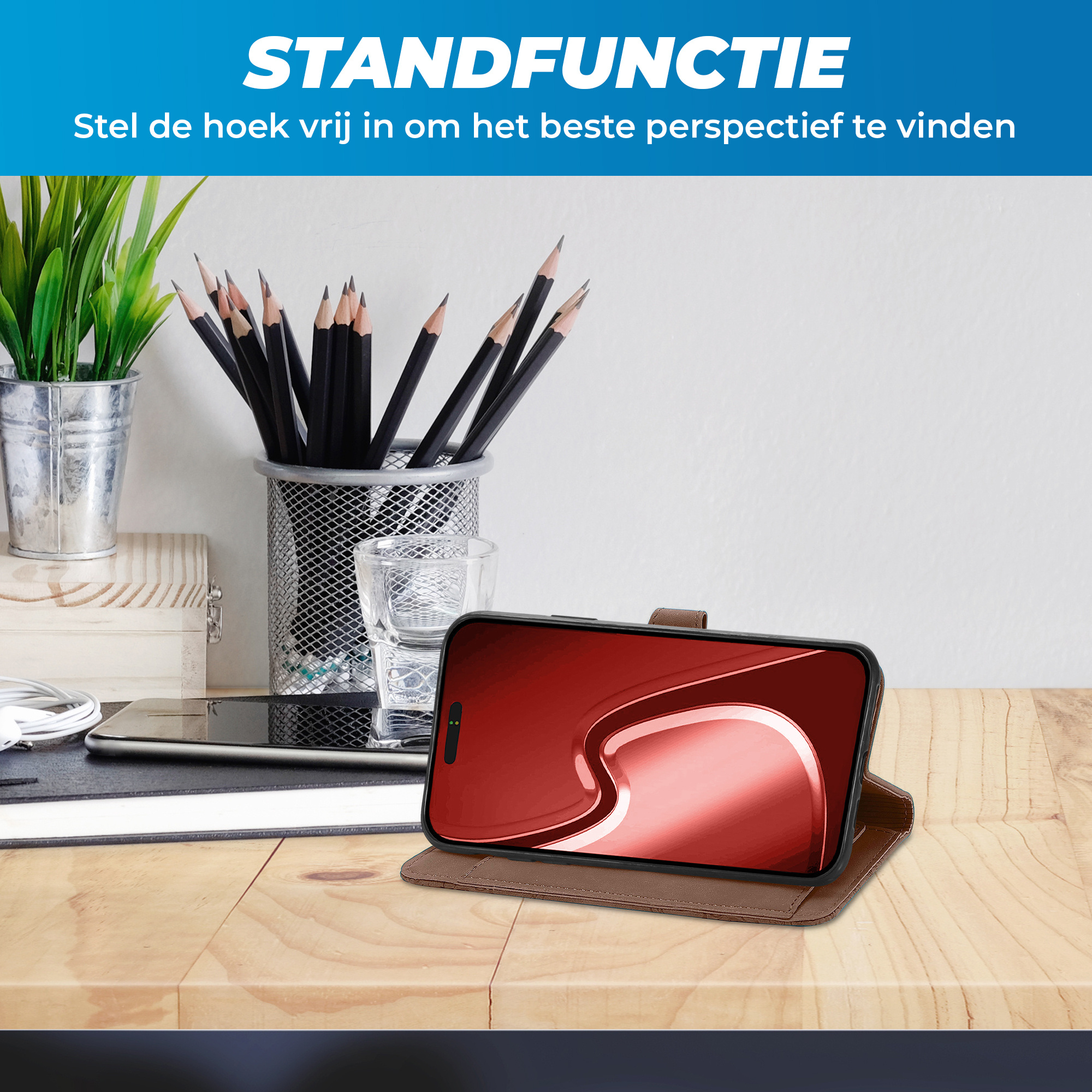 JVS Products iPhone 18 Pro hoesje - Bookcase - Koord - Pasjeshouder - Portemonnee - Bloemenpatroon - Kunstleer - Bruin