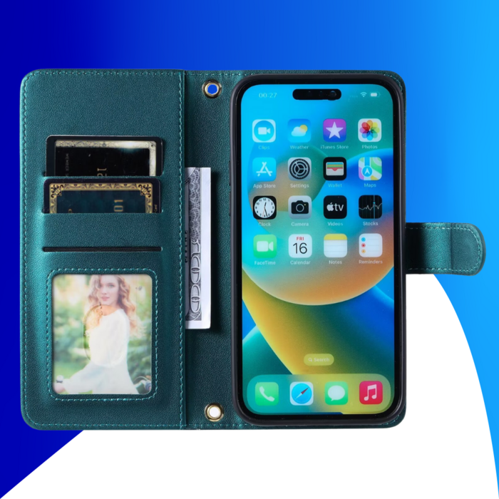 JVS Products iPhone 18 Pro hoesje - Bookcase - Pasjeshouder - Koord - Kunstleer - Groen