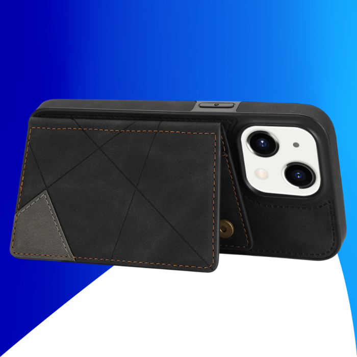 JVS Products iPhone 18 Pro hoesje - Backcover - Pasjeshouder - Portemonnee - Camerabescherming - Stijlvol patroon - TPU - Zwart