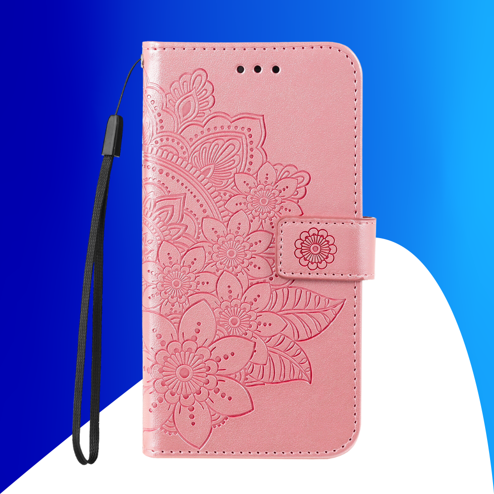 JVS Products iPhone 18 Pro hoesje - Bookcase - Pasjeshouder - Portemonnee - Bloemenprint - Kunstleer - Rose Goud