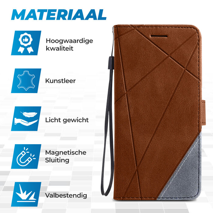 JVS Products iPhone 18 Pro Max hoesje - Bookcase - Pasjeshouder - Portemonnee - Patroon - Kunstleer - Bruin
