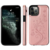 iPhone 18 Pro hoesje - Backcover - Pasjeshouder - Portemonnee - Bloemenprint - Kunstleer - Rose Goud