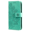 iPhone 18 Pro hoesje - Bookcase - Pasjeshouder - Portemonnee - Bloemenprint - Kunstleer - Turquoise