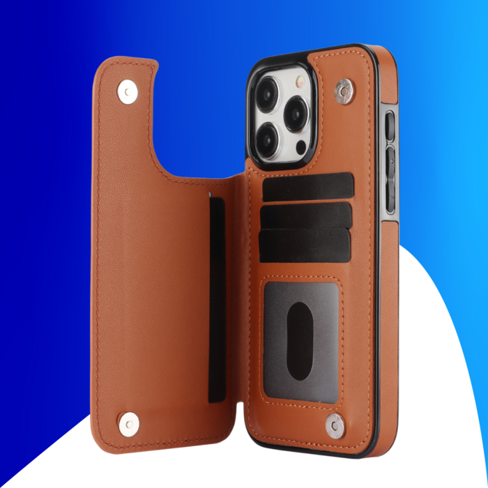 JVS Products iPhone 18 Pro Max hoesje - Backcover - Pasjeshouder - Kunstleer - Bruin