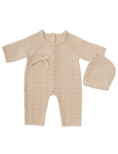 ByASTRUP Gebreid poppenpakje met mutsje perzik 50cm