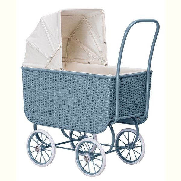 ByASTRUP Poppenwagen Retro Rotan blauw
