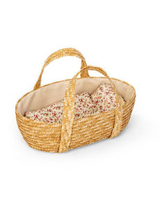 Minimommy Rieten Poppenreiswieg / Mozes mandje met bedsetje 35cm