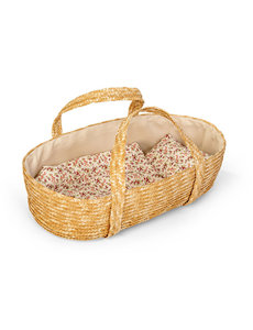 Minimommy Rieten Poppenreiswieg / Mozes mandje met bedsetje 50cm