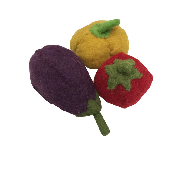 Papoose Toys Vegetable Capsicum, Eggplant, Tomato