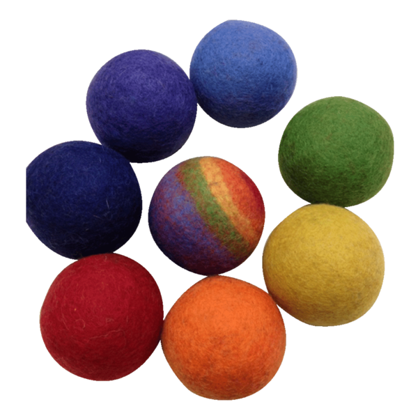 Papoose Toys Felt Balls Rainbow/8
