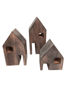 Papoose Toys Wood Block Houses/3pc