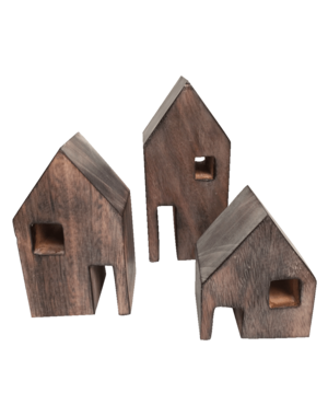 Papoose Toys Wood Block Houses/3pc