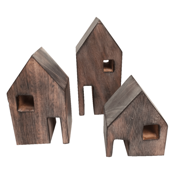 Papoose Toys Wood Block Houses/3pc