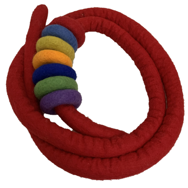 Papoose Toys Red Felt Rope and 7 Felt Doughnuts