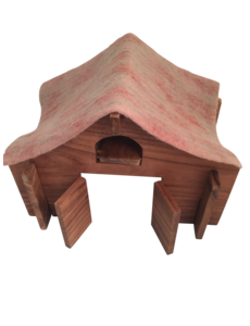 Papoose Toys Barn with Felt Roof and Ladder