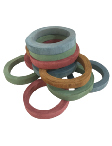 Papoose Toys Earth Wood Rings/12pc