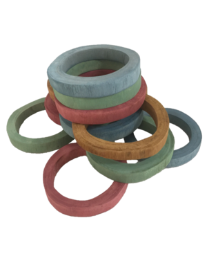 Papoose Toys Earth Wood Rings/12pc