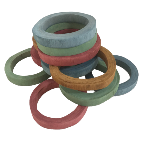 Papoose Toys Earth Wood Rings/12pc