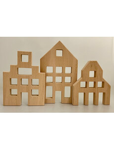 Papoose Toys Dutch Wood Houses/3pc