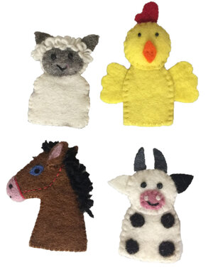 Papoose Toys Farm Animal Finger Puppets 4pc