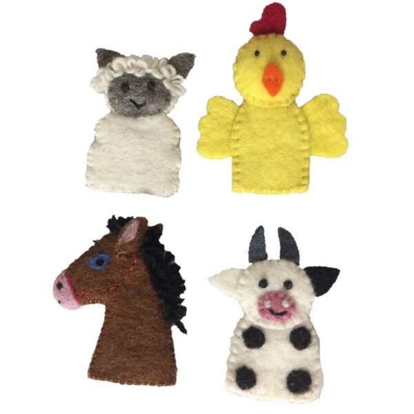 Papoose Toys Farm Animal Finger Puppets 4pc