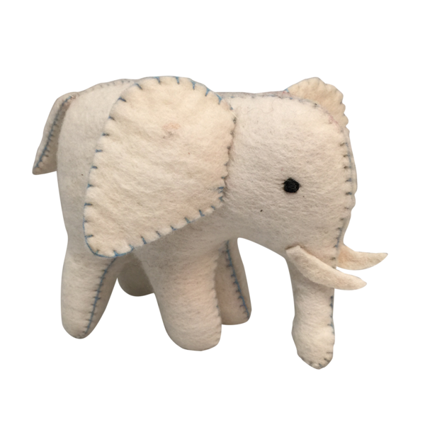 Papoose Toys White Elephant Blue Stitching